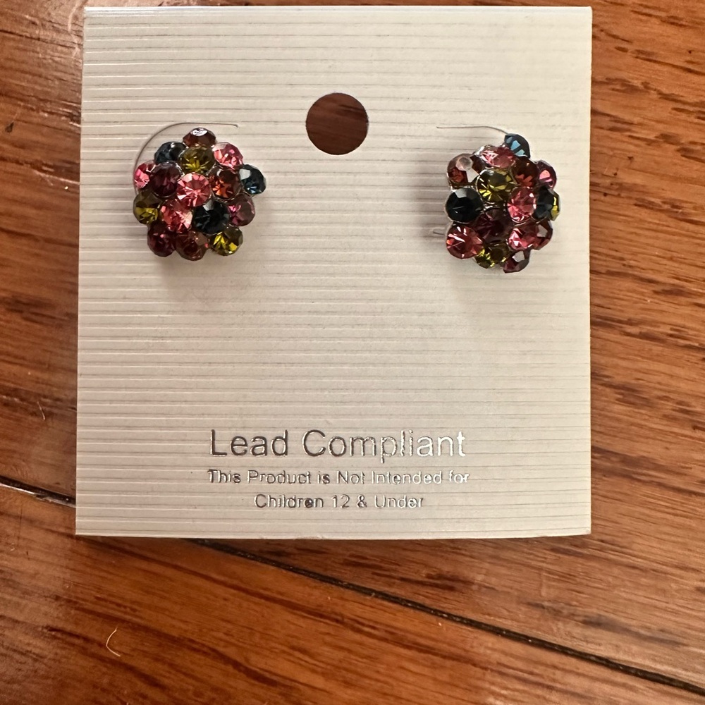 Multicolor Crystal Cluster‎ Earrings NWT